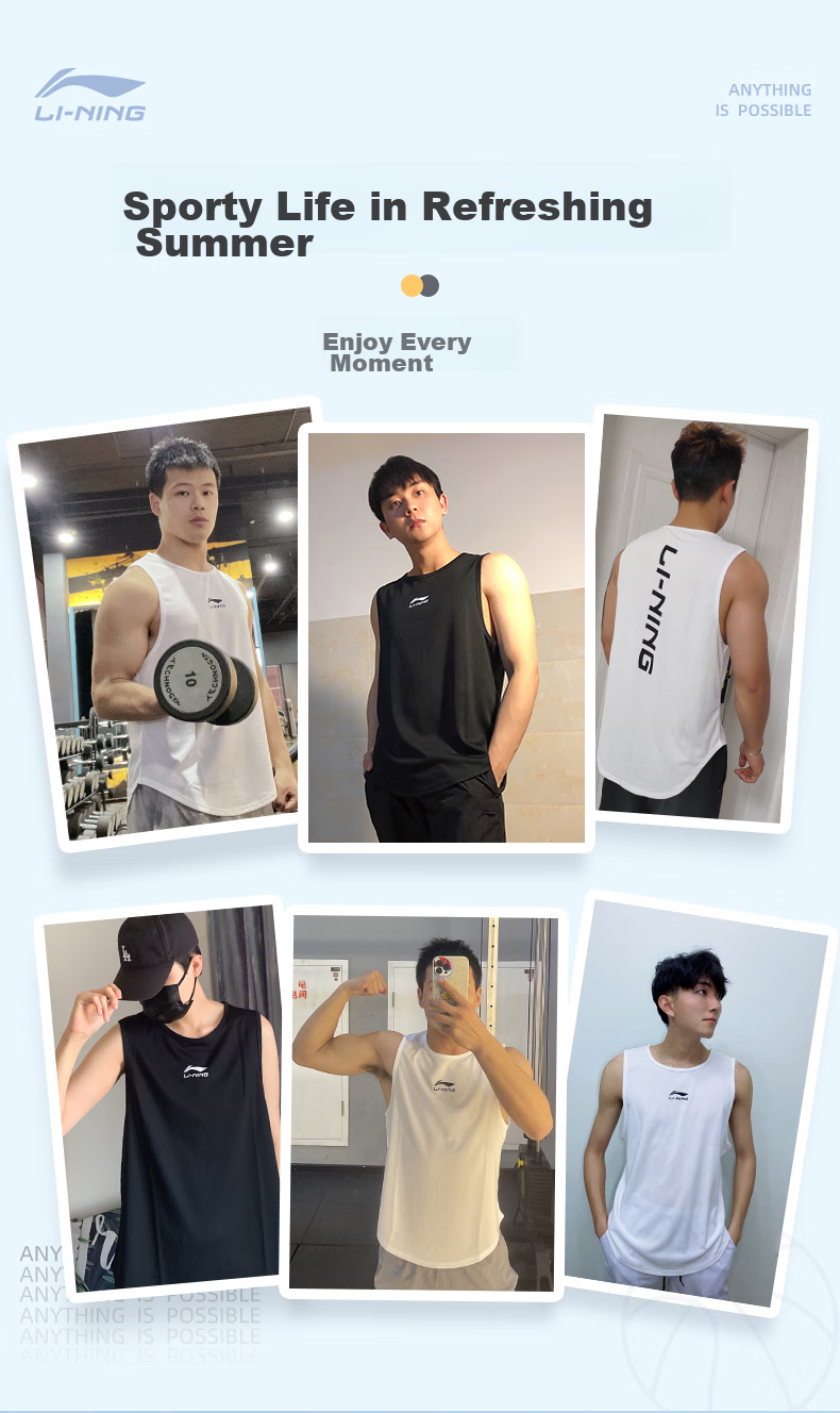 LI-NING Men's Quick-Dry Ice Silk Cooling Sports Short Sleeve T-Shirt Running Loose Casual Summer 2026 New Black Dad Style 2