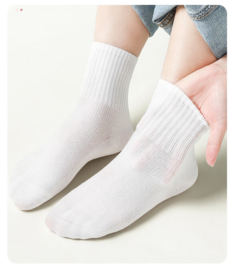 MiiOW Children's Socks, Summer Thin Style, Student White Socks, Medium to Large Kids Mesh Breathable Mid-Calf Socks, Cotton Socks for Boys And Girls, White XL 4