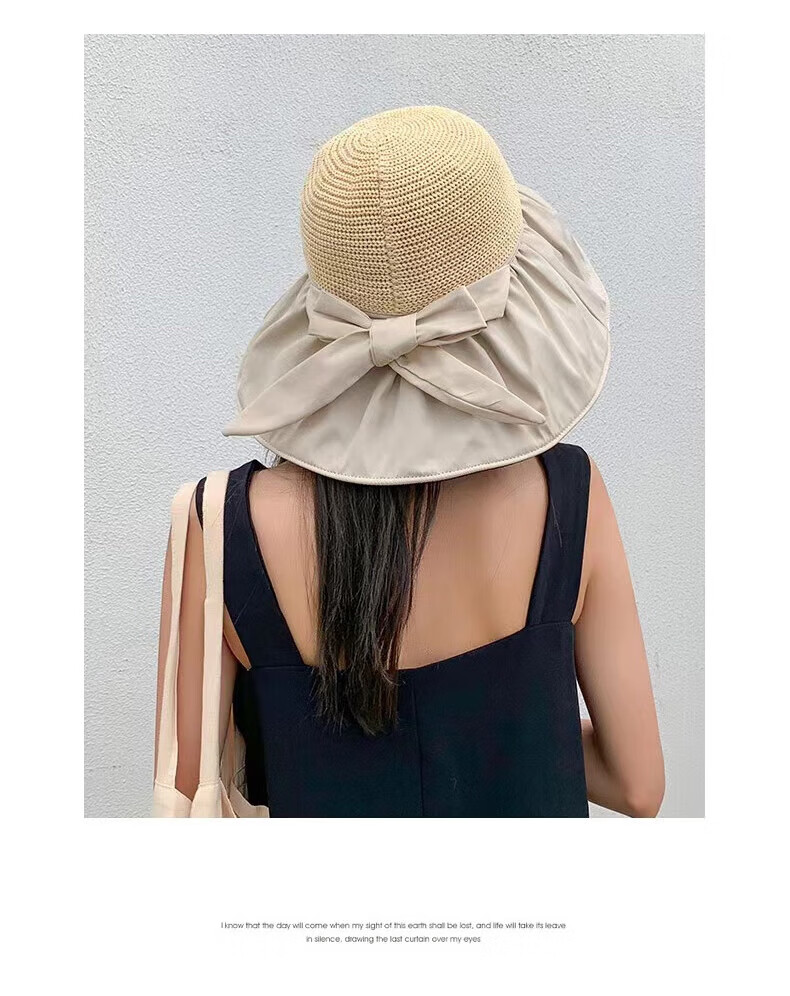 LangSha Sun Protection Hat for Women, Summer UV-Resistant Black Gel Wide Brim Sun Hat, Full Face Coverage Fisherman Hat, Apricot Color 5