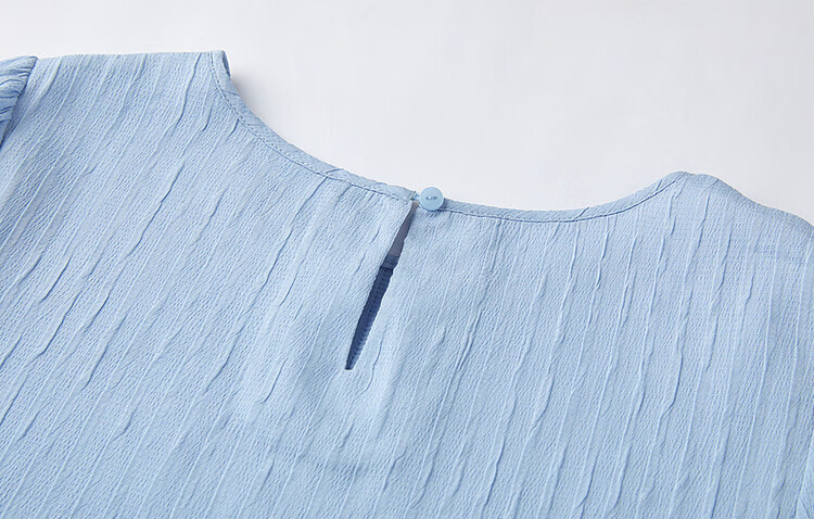 Dme [French Textured Shirt] Summer Commuter Round Neck Lantern Sleeve Blouse Women's Top, Off-White, L 11