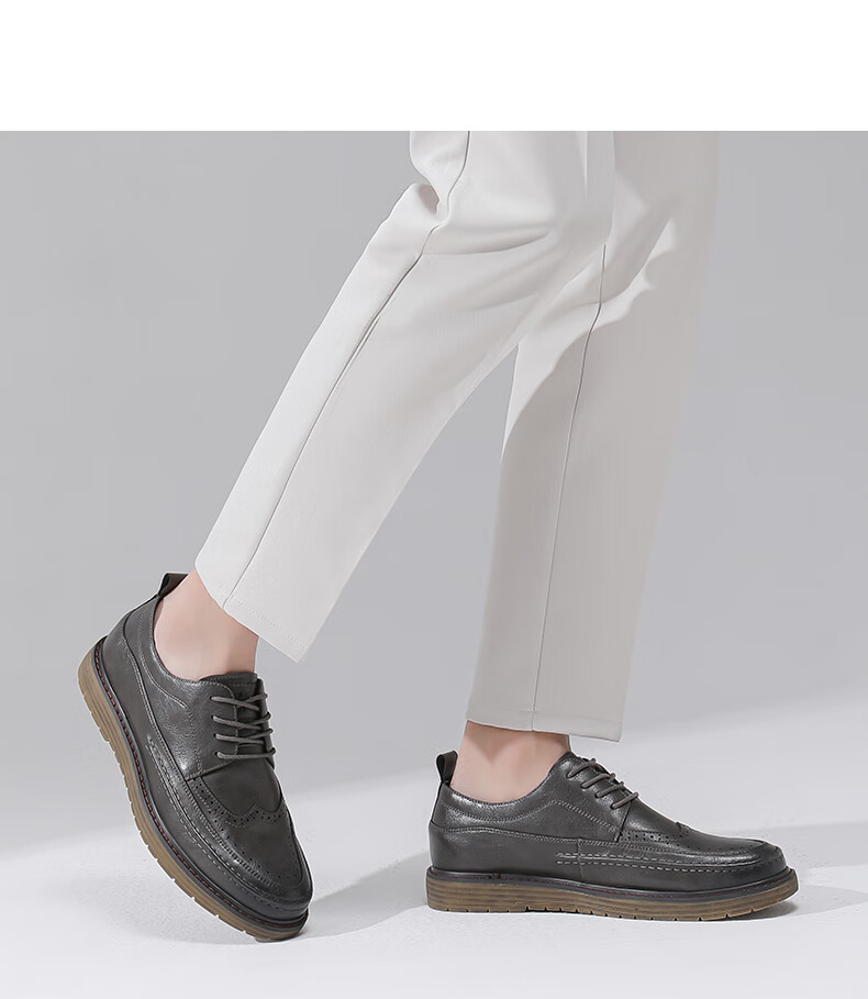 MARK FAIRWHALE Leather Shoes for Men, Spring Breathable British Retro Business Formal Shoes, New Style 2025, Black, Size 42 7