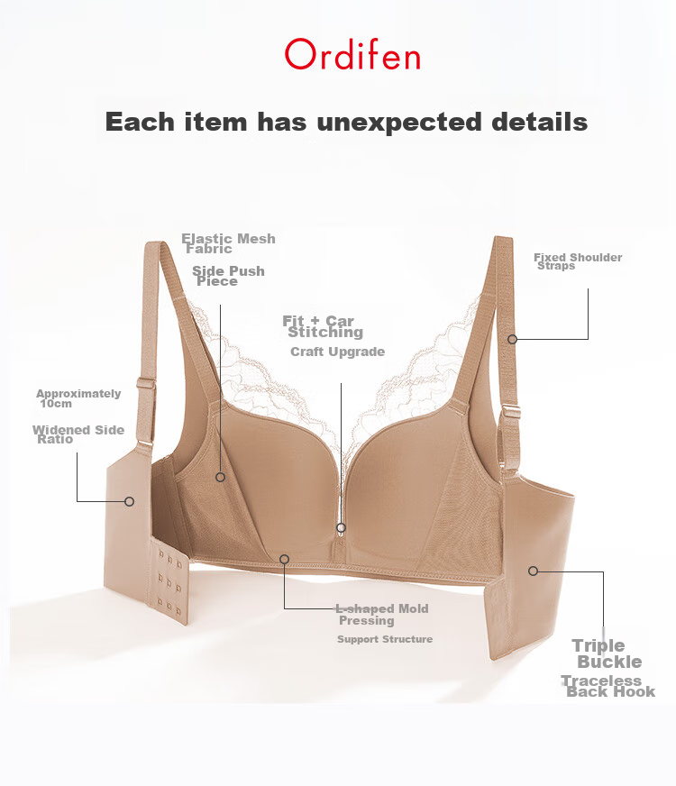 Ordifen Red Women's Wireless Bra Set for Zodiac Year, Lace Underwear, Push-Up Brassiere for Small Breasts, XB0330 10