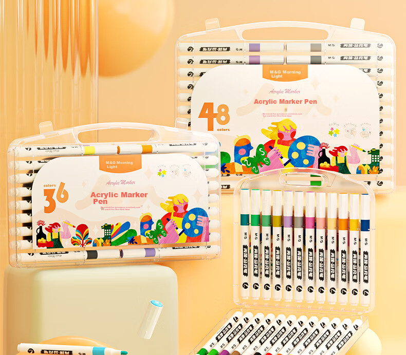 M&G Stationery 24-Color Acrylic Markers Children's Student Watercolor Pens Drawing Pens Waterproof Hand-Drawn Guka Doodle Birthday Graduation Gift APMT3308 2