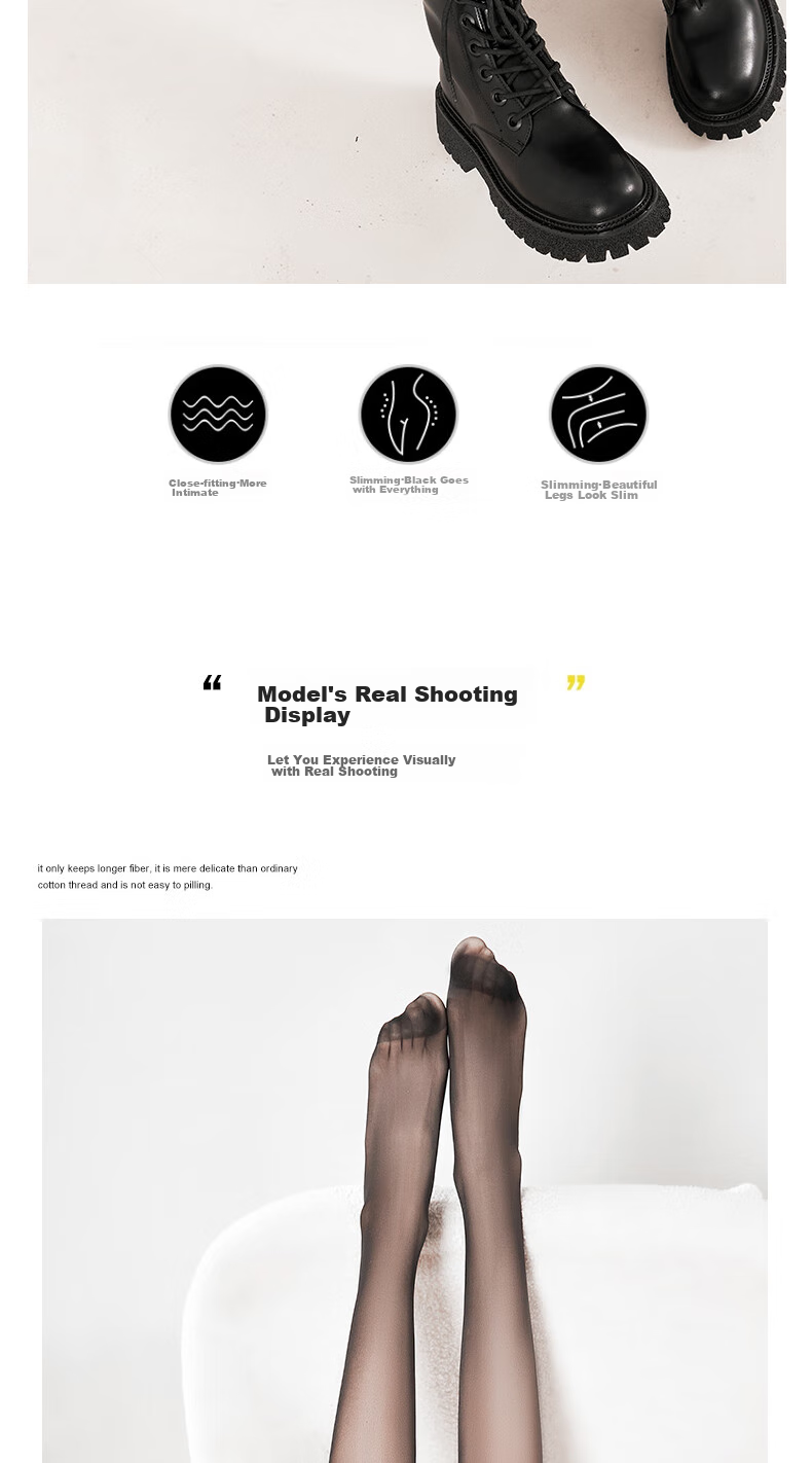 BONAS Black Stockings, Ultra-Thin 0.01, Highly Transparent, Sexy Black Pantyhose for Spring And Summer, Sheer Invisible Seamless Tights 7