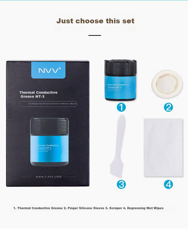NVV NT-4 Thermal Silicone Grease, CPU Cooling Paste, Heat Conductor for Mobile Phone Chips, Desktop And Laptop Graphics Card Cooling, Thermal Conductivity 4.0W/20g Large Capacity 13