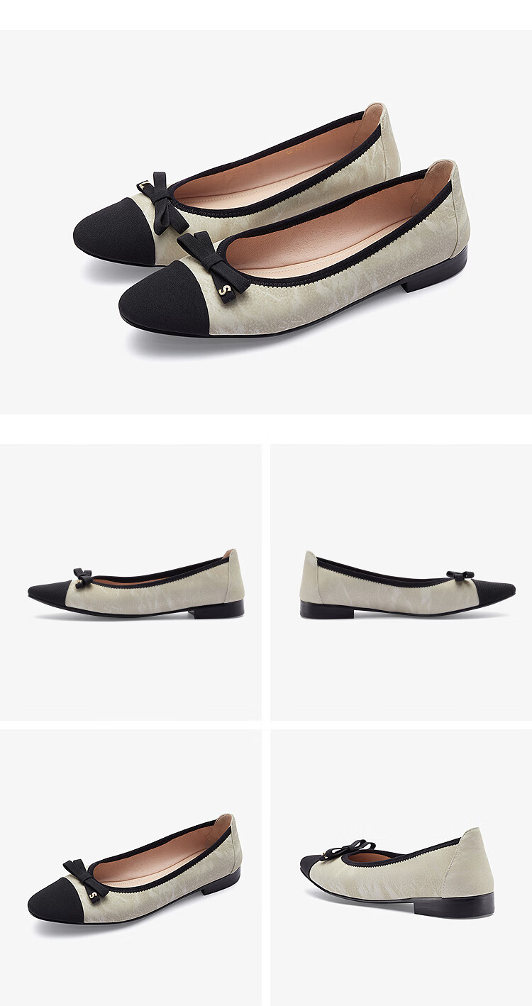 Le Saunda 2025 New Ink-Style Modern Chinese Commuter Low-Cut Low-Heel Women's Flats 5T02001 Black BKF Size 38 12
