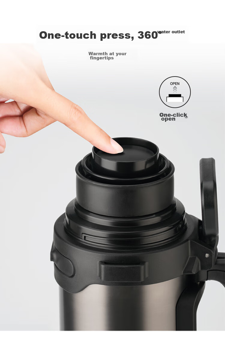 LOCK&LOCK Large Capacity Insulated Bottle, Outdoor Travel Camping Stainless Steel Portable Car-Mounted Handheld Thermos, 2.2L Black 11
