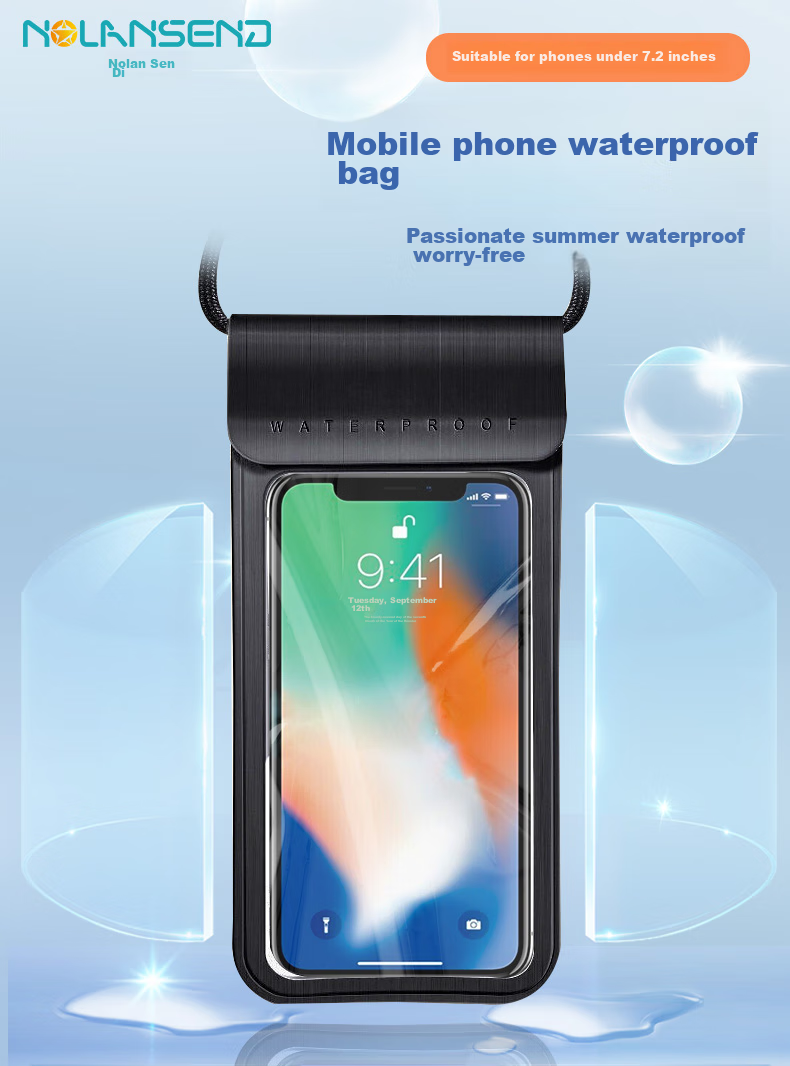 NOLANSEND Waterproof Phone Case, Waterproof Bag, Swimming Bag, Waterproof Pouch, Touchscreen Compatible, Photo-Taking Waterproof Bag, Black, N751 1