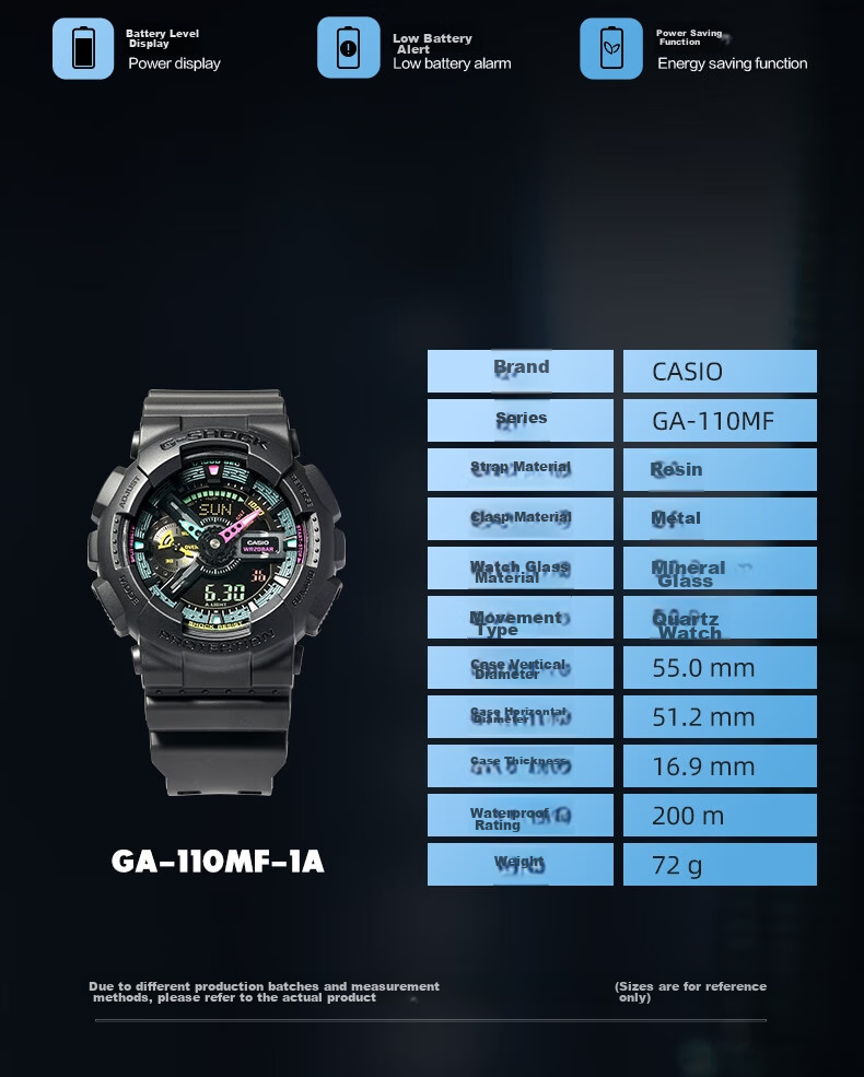 Casio Men's Watch, G-SHOCK Neon Future Sports Student Japanese Korean Style, Gift for Boyfriend, GA-110MF 9