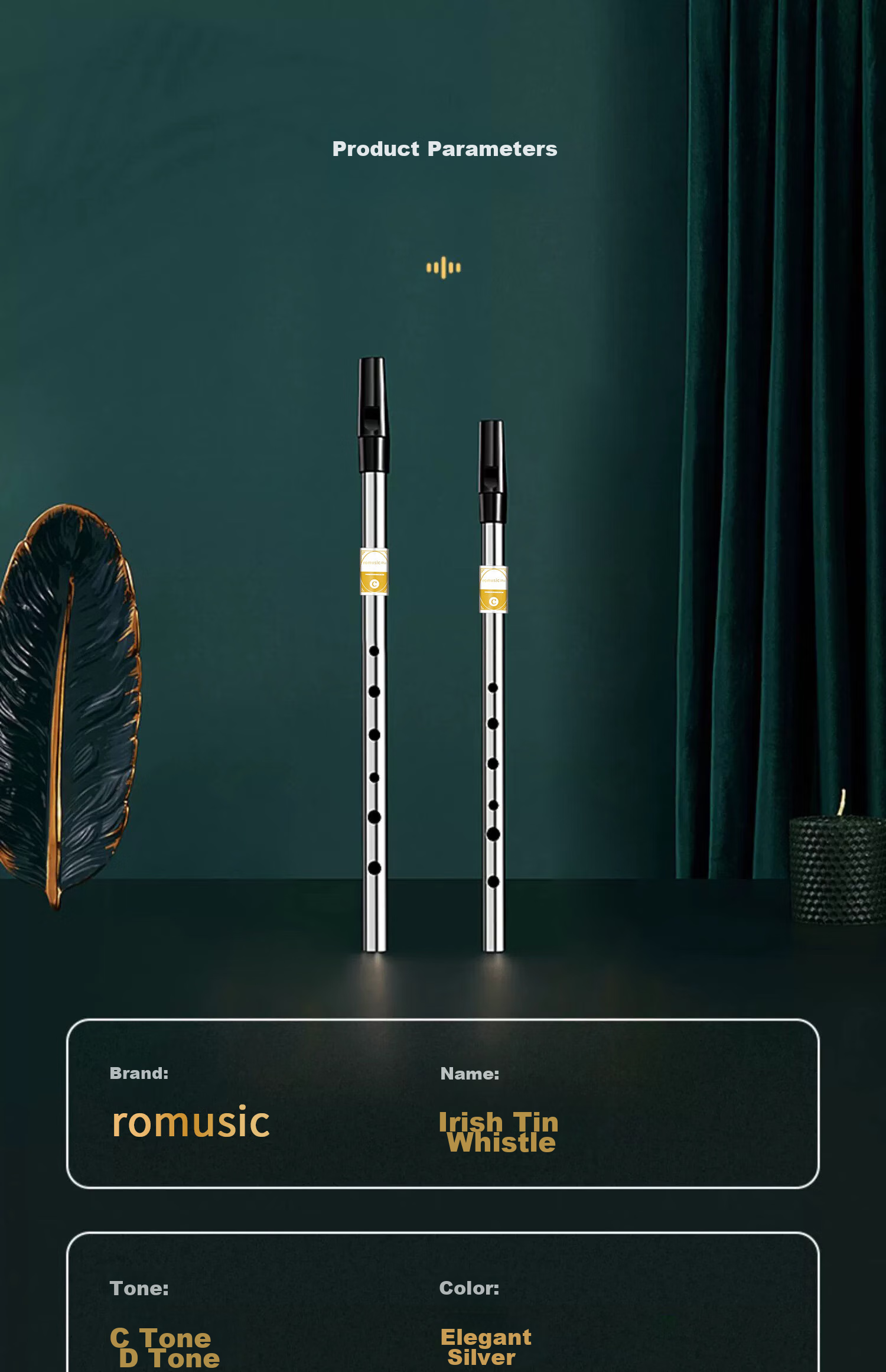 Romusic Irish D Key Six-Hole Flute, Adult Student Beginner Professional Performance Instrument, Black 11
