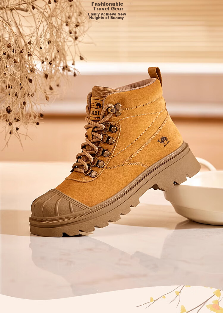CAMEL Yellow Boots, Martin Boots for Men And Women, Outdoor Casual Work Shoes, High-Top Thick-Soled Versatile Footwear 5