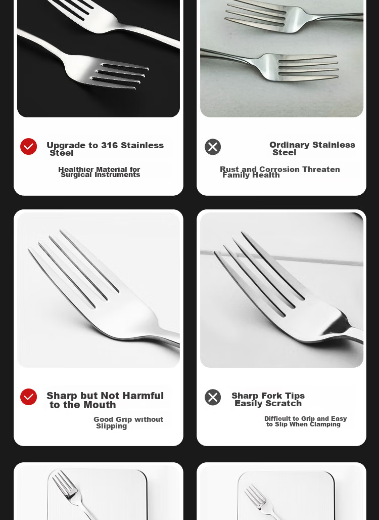 MAXCOOK 316L Stainless Steel Forks, Dinner Forks Fruit Forks Tableware Set, 2-Piece Set, MCGC8482 7