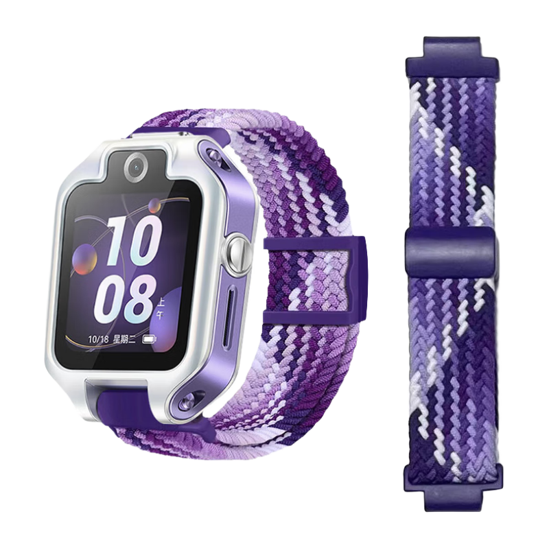 KMaxAI Magnetic Elastic Watch Strap Compatible with Huawei Children's Smartwatches 5/4 Pro/3 Pro/3S Dopamine Sports Watch Band, Woven Single Loop Wristband, Starry Purple
