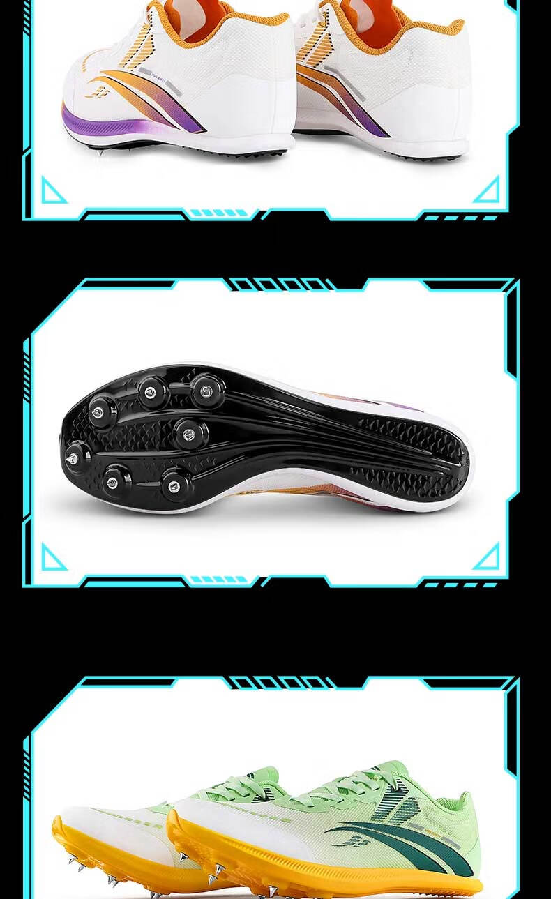 Wolandi Lightning 911 Black Base Spike Shoes, Thick-Soled Sprinting Track And Field Spikes, Physical Education Exam Shoes, Rimmuoying, Size 38 12