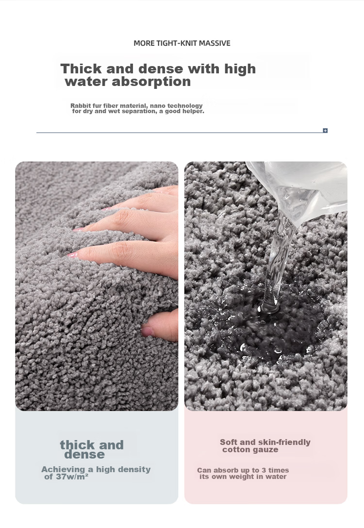 Huaxu Household Bathroom Absorbent Mat, Non-Slip Mat for Bathroom Entrance, Toilet Foot Mat, Door Mat for Entryway And Bedroom, Gray, Size 58 2