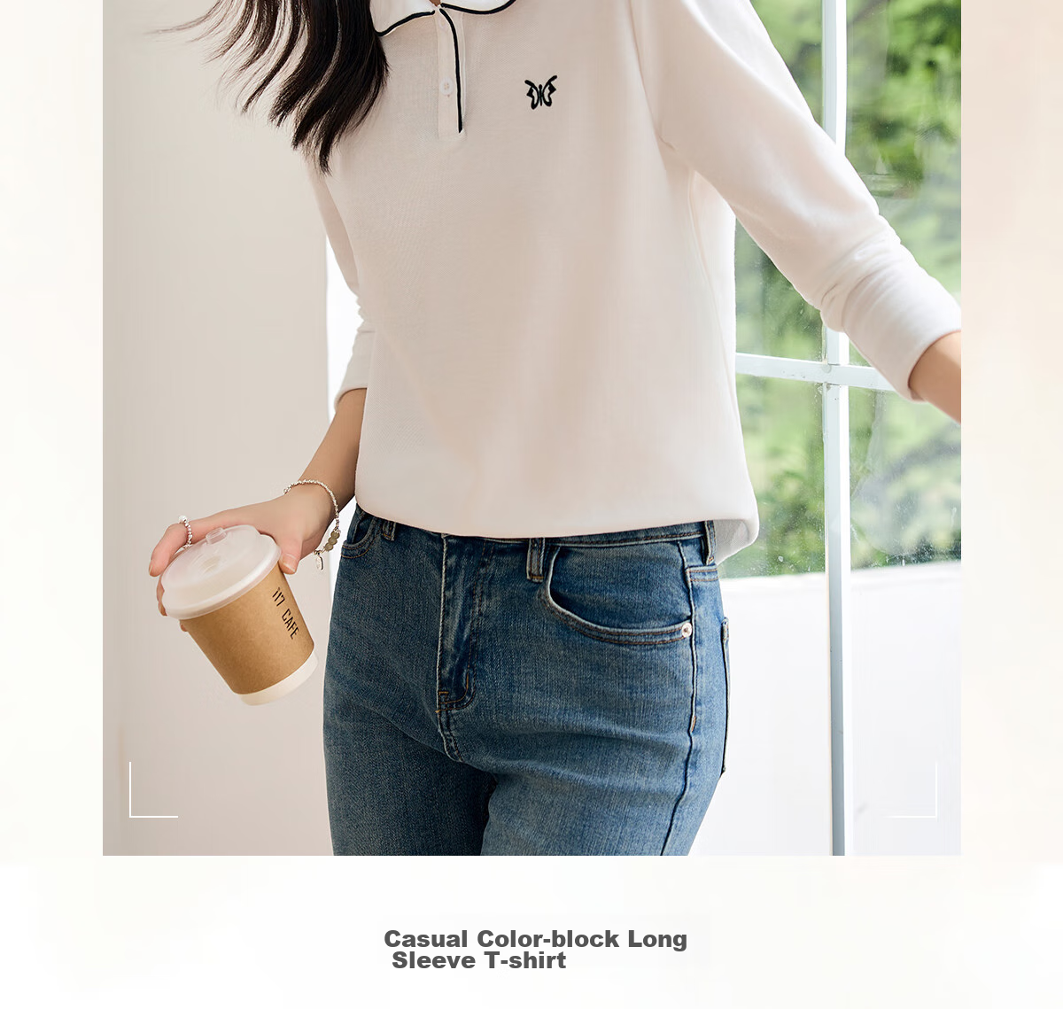 Taxiang Women's Short-Sleeve T-Shirt, Versatile Ladies' Polo Shirt, Casual Letter-Design Collared T-Shirt Top T144T1843 2