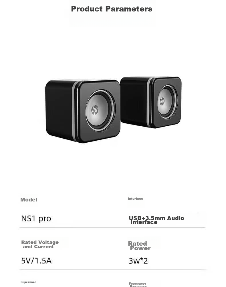 HP NS1pro Computer Speakers Mini Desktop Speakers Small Steel Cannon Multimedia Laptop Desktop Mobile Dual Interface Wired Home Subwoofer 18