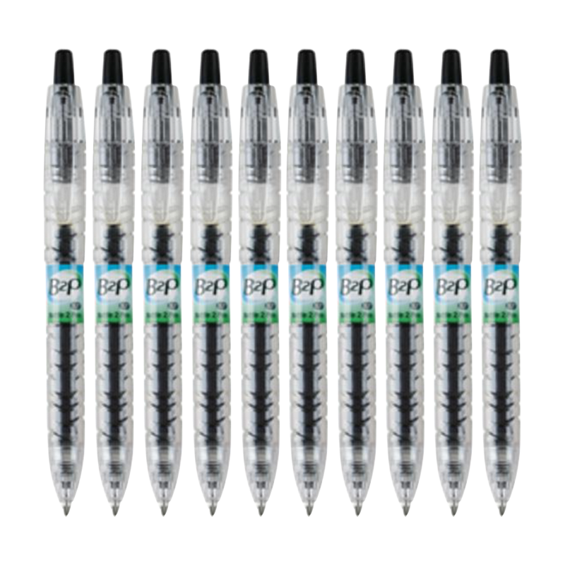 PILOT Retractable Black Gel Pen, 0.5mm Signature Pen, Black Ink Pen, Student Exam Writing Pen, Water-Based Pen, B2P Baote Bottle, Stationery Set, High Aesthetic Value, Transparent Style, 10 Pieces