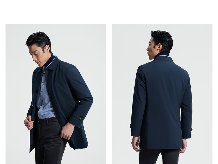 YOUNGOR [Detachable Goose Down Inner Liner Windbreaker] Autumn And Winter Executive Coat, Navy Blue (New), XL (180/100A) 7