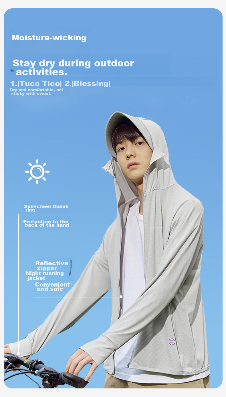 Warrior Sun Protection Jacket for Men, Ice Silk Cool-Feeling Summer Breathable Quick-Dry Brim Outdoor Lightweight Sunshade High SPF Skin Coat 12