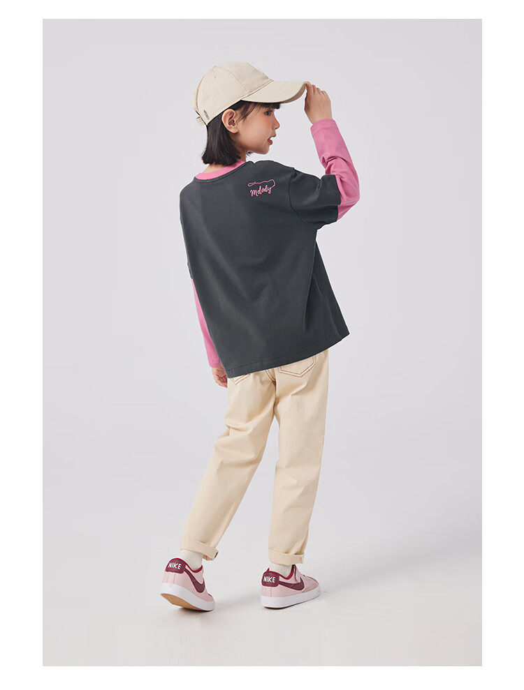 QQ DUCK Children's Clothing Girls' Long-Sleeve T-Shirt Undershirt Youth Wear Music Party White; 130 16