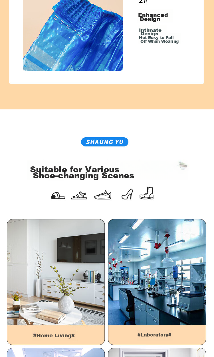 SHUANG YU Disposable Shoe Covers, 100-Pack, Dust-Proof Waterproof PE Foot Covers, Thickened Plastic Shoe Covers for Indoor Outdoor Home Use 9