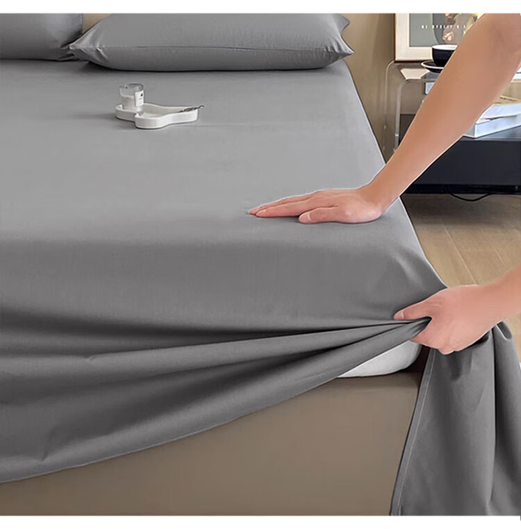YALU&FREEDOM Bed Sheet 1.5/1.8x2m Bed Single Piece Brushed Double Bed Sheet for Dormitory 230*245cm Light Gray 4