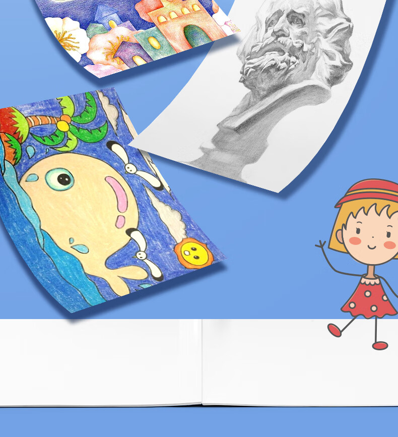 Licao Capibara A4 Sketchbook, Drawing Book for Children, Kindergarten And Elementary School Students, Specialized Art Notebook, Picture Album, Drawing Pad, Hand-Drawn Doodle Book, 8 Books in Total, 320 Pages 13