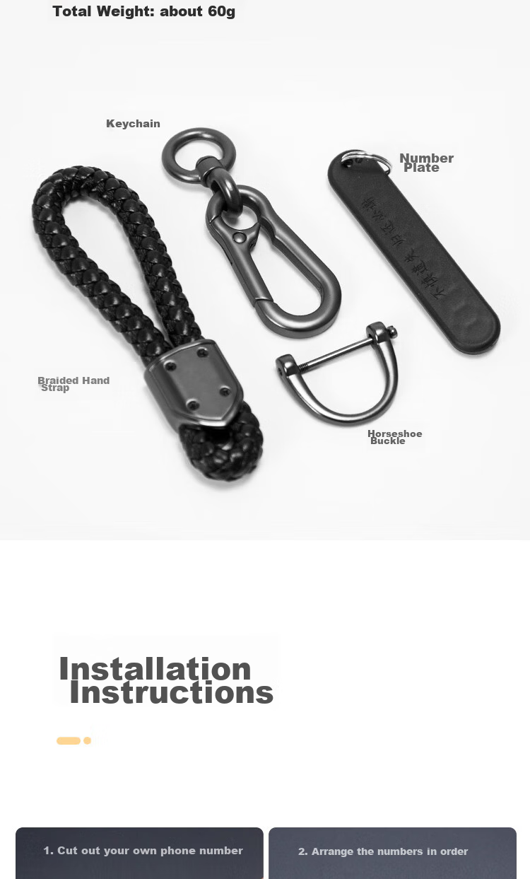 ESCASE Car Key Chain Pendant Necklace for Men And Women, Waist Hanging, Electric Vehicle BYD Changan Volkswagen Anti-Loss Number Tag 7