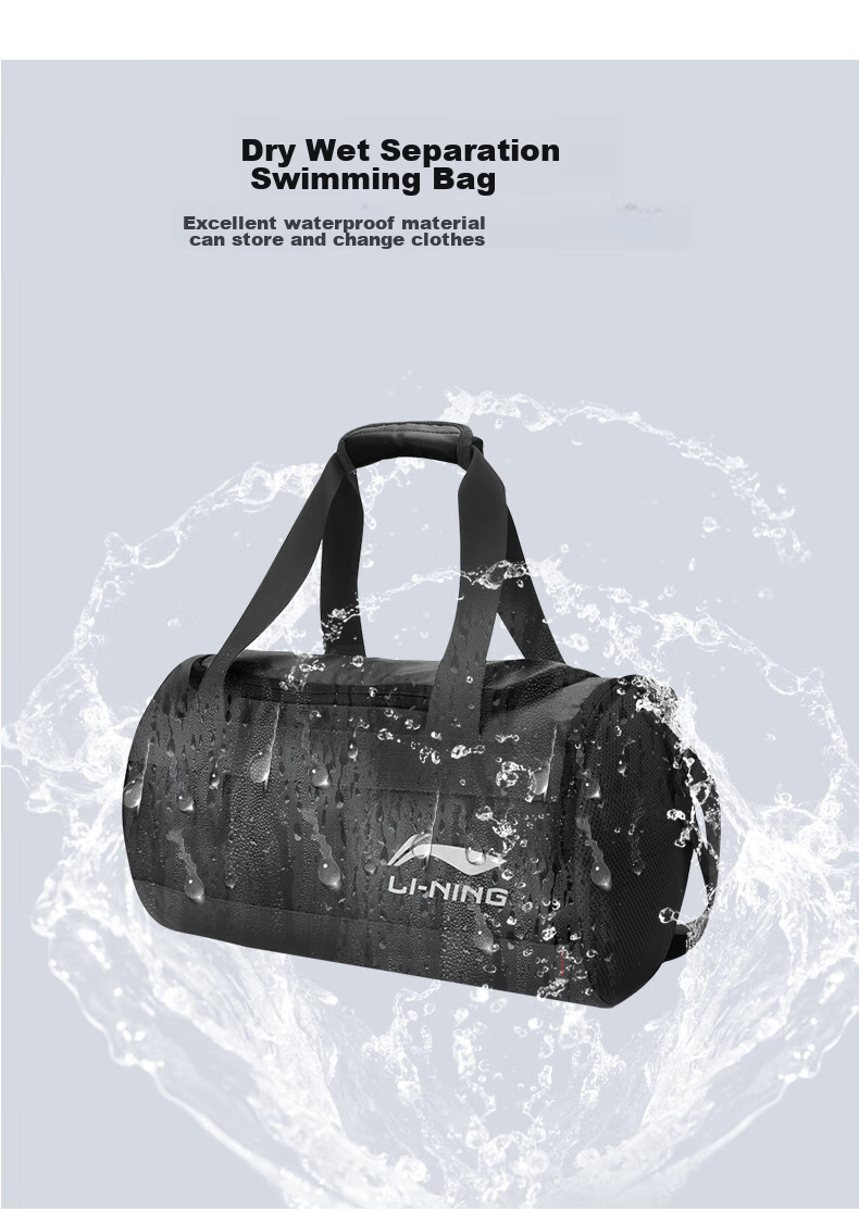 Li-Ning Swimming Bag Beach Water Storage Waterproof Pouch with Dry And Wet Separation for Men And Women, Model 700-1, Black 6