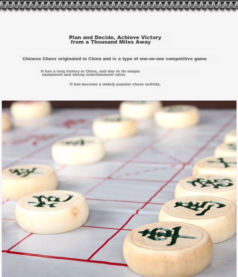 Huasheng Chinese Chess Set, Thickened 5.0 Birch Wood, Plastic Board, Outdoor Camping Chess Set for Home Use 2