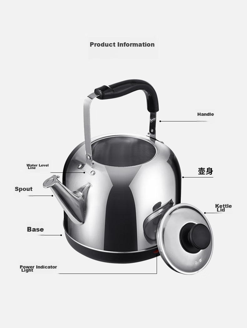 AUX Electric Kettle, Hot Water Kettle, 304 Stainless Steel, 6L Large Capacity, Warm Water Pot, Boiling Kettle, Commercial And Household Use, HX-15N66 12