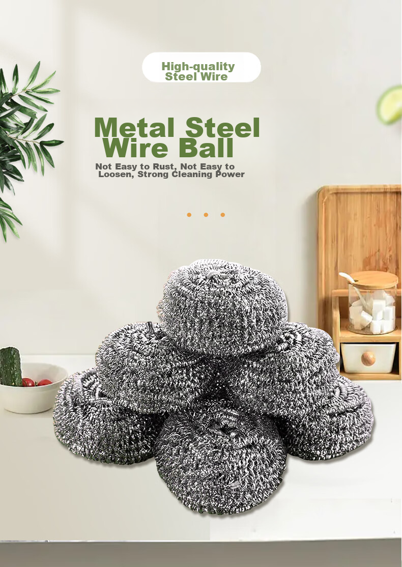 Jiecheng Metal Steel Wool Scrubber, Stainless Steel Cleaning Ball, Pack of 6, Removes Stains And Grease 2