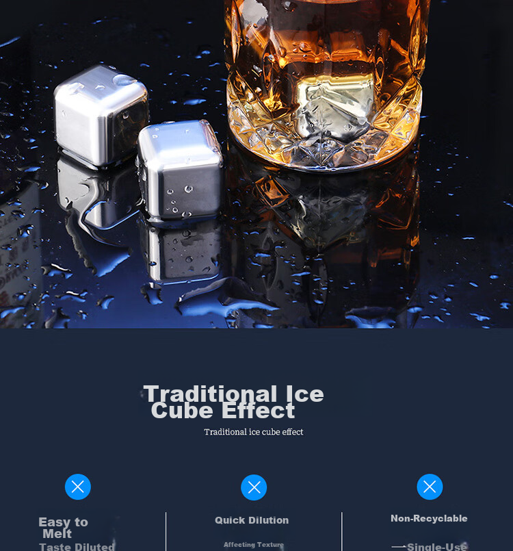 BJ 304 Stainless Steel Ice Cube Tray, Square Quick-Cool Metal Ice Cube Maker Mold, 4-Piece Set CP-127 5