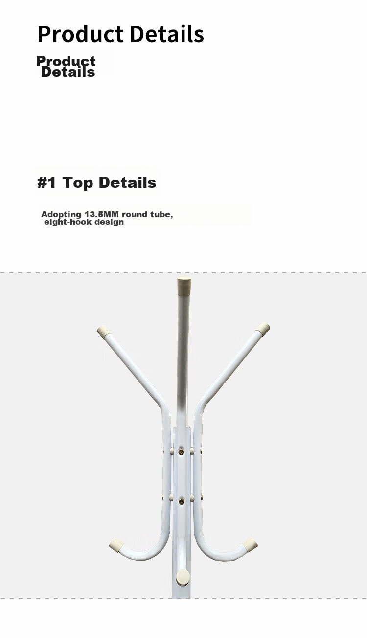 Anerya Iron Coat Rack, Floor-Standing Bedroom Clothes Hanger, Indoor Multi-Hook Garment Stand, Simple White Desig 8
