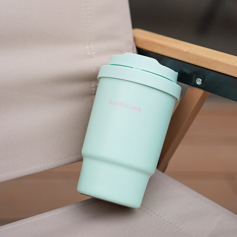 LOCK&LOCK Ceramic-Coated Insulated Coffee Mug for Men And Women, Stylish Portable Water Bottle for Students, 400ML, Mint Green