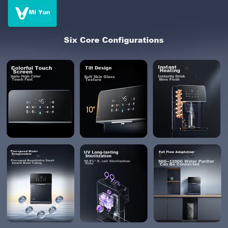 VIOMI Wall-Mounted Water Dispenser for Home Use with Full Flow Rate, Adjustable Temperature, Instant Hot Water, Connected Drinking Water Machine, Safe Child Lock Protection, UV Sterilization Master 2S