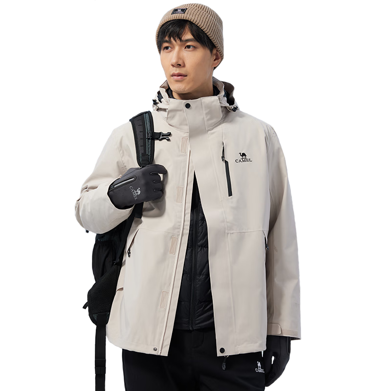 CAMEL Outdoor 3-in-1 Detachable Down Jacket Waterproof Hiking Coat for Men and Women AD12263514A