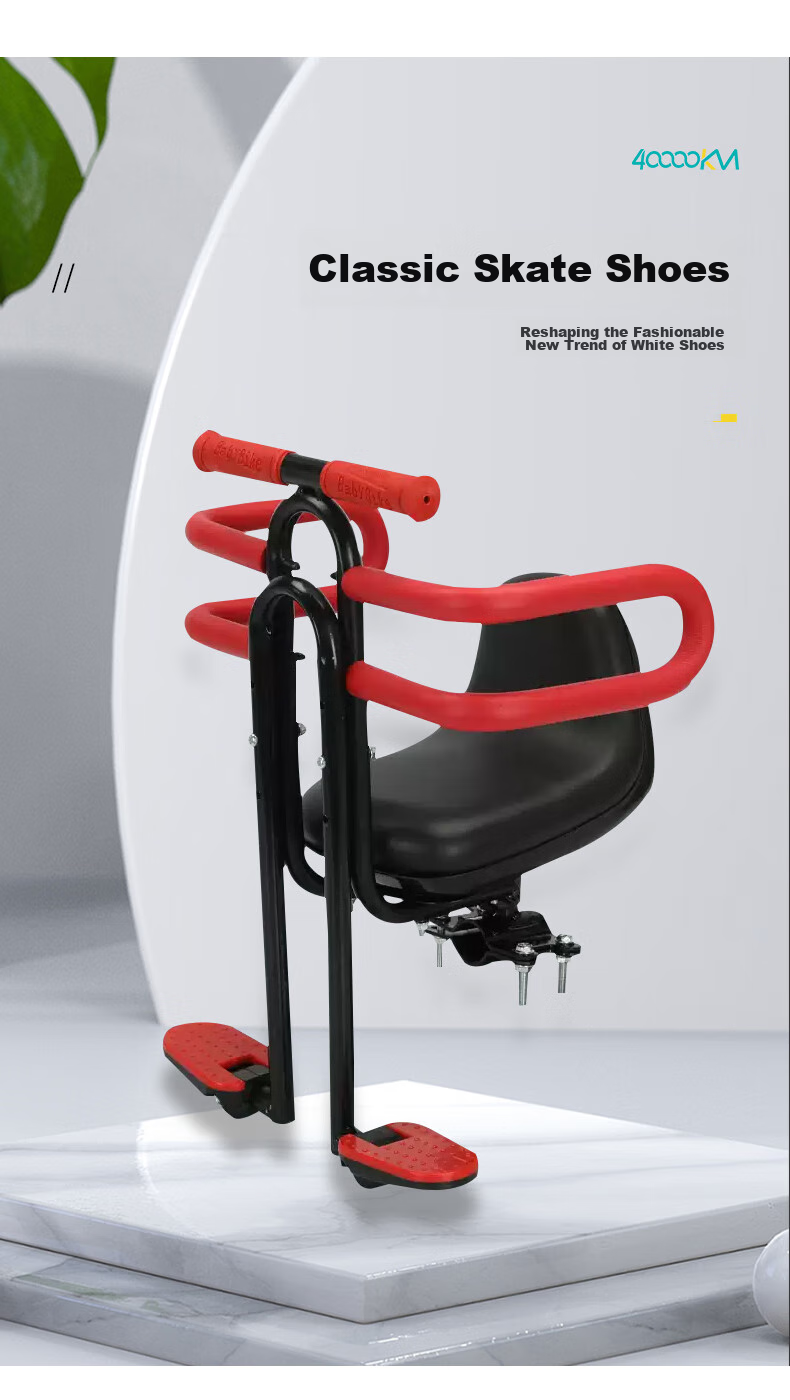 Siwangongli Mountain Bike Children's Front-Mounted Folding Bicycle Seat, Baby Safety Bike Seat, Pedal Bike Stool with Ring Desig 5