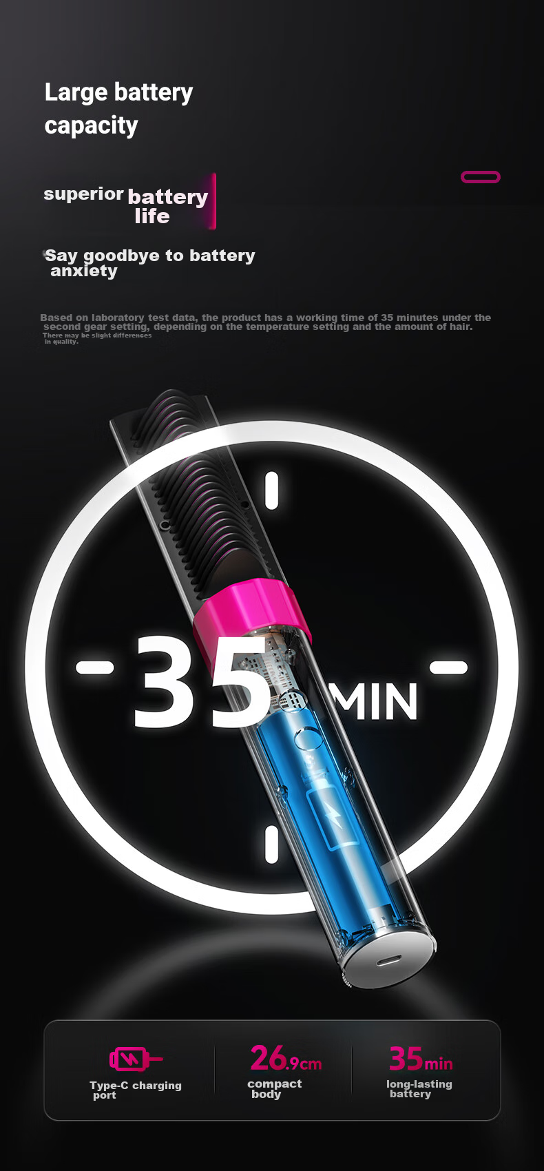 Jindao Wireless Straightening Brush, Plasma Curling Iron with Inner Curl, High Crown Volumizing Cornet, Frizz-Reducing Flat Iron, KD382 Rechargeable Portable Model, National Day Gift 12