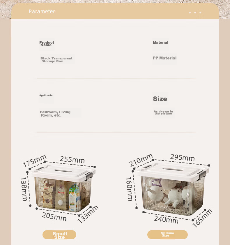 Jiadu Transparent Storage Box for Home And Car Use, Large Plastic Container for Clothes And Toys, Organizer Basket 9