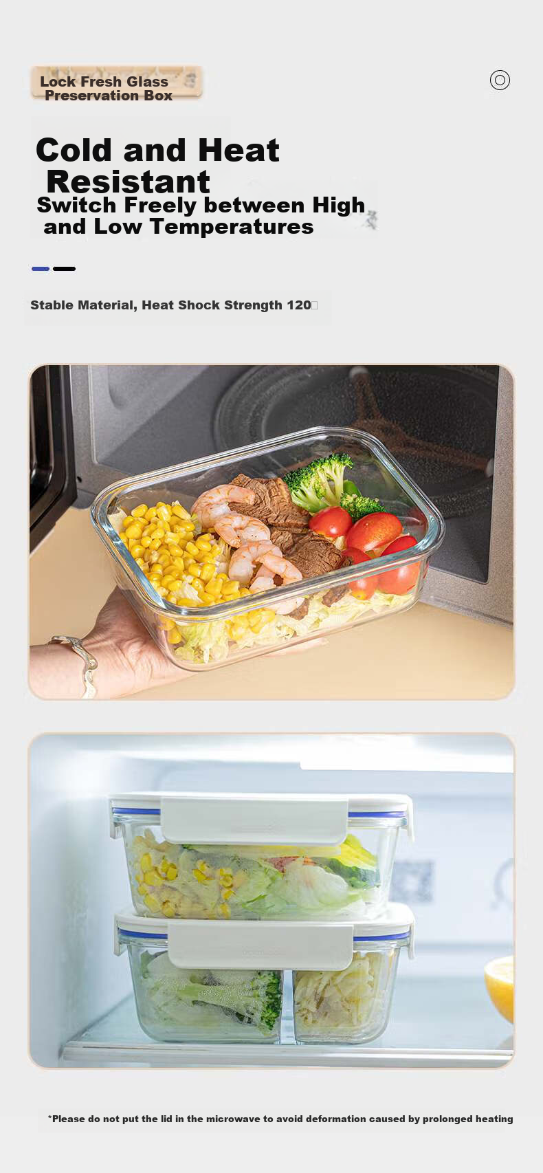 LOCK&LOCK Heat-Resistant Glass Food Storage Containers, Microwave-Safe Lunch Boxes, Office And Student Divided Meal Boxes, Refrigerator-Safe with Lunch Bag Set of Two 4