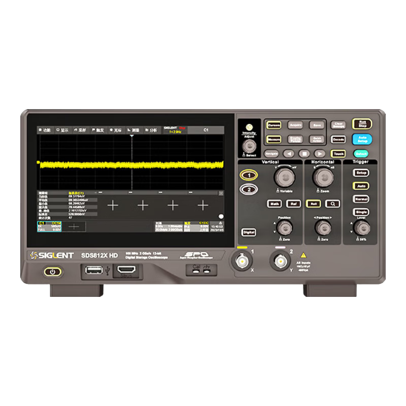 SIGLENT SDS812X HD Oscilloscope 12-bit Resolution 100MHz Bandwidth 2 Channels 2GSa/s Sampling Rate