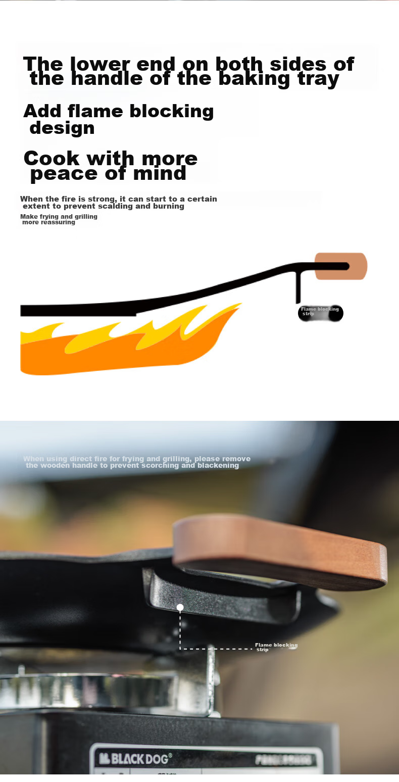Black Dog Griddle Pan for Home Use, Outdoor Camping, Induction Cooker, Korean-Style Non-Stick Frying And Baking Pan, Night Black 6