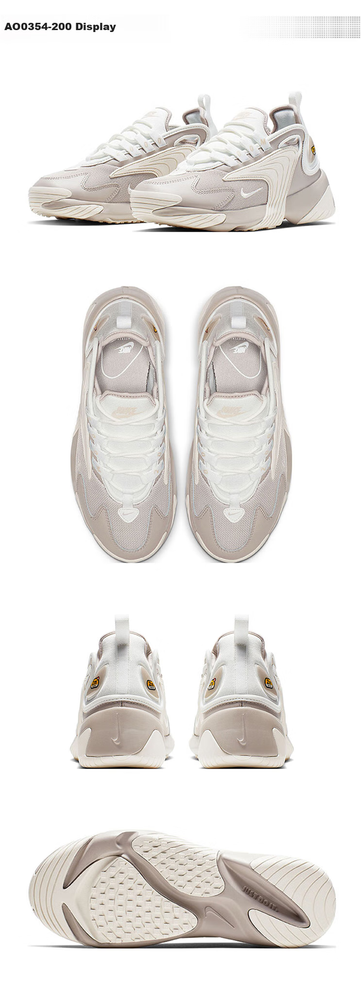 NIKE Women's Casual Shoes, Air Cushion ZOOM 2K Sneakers, AO0354-100 White, Size 36 3