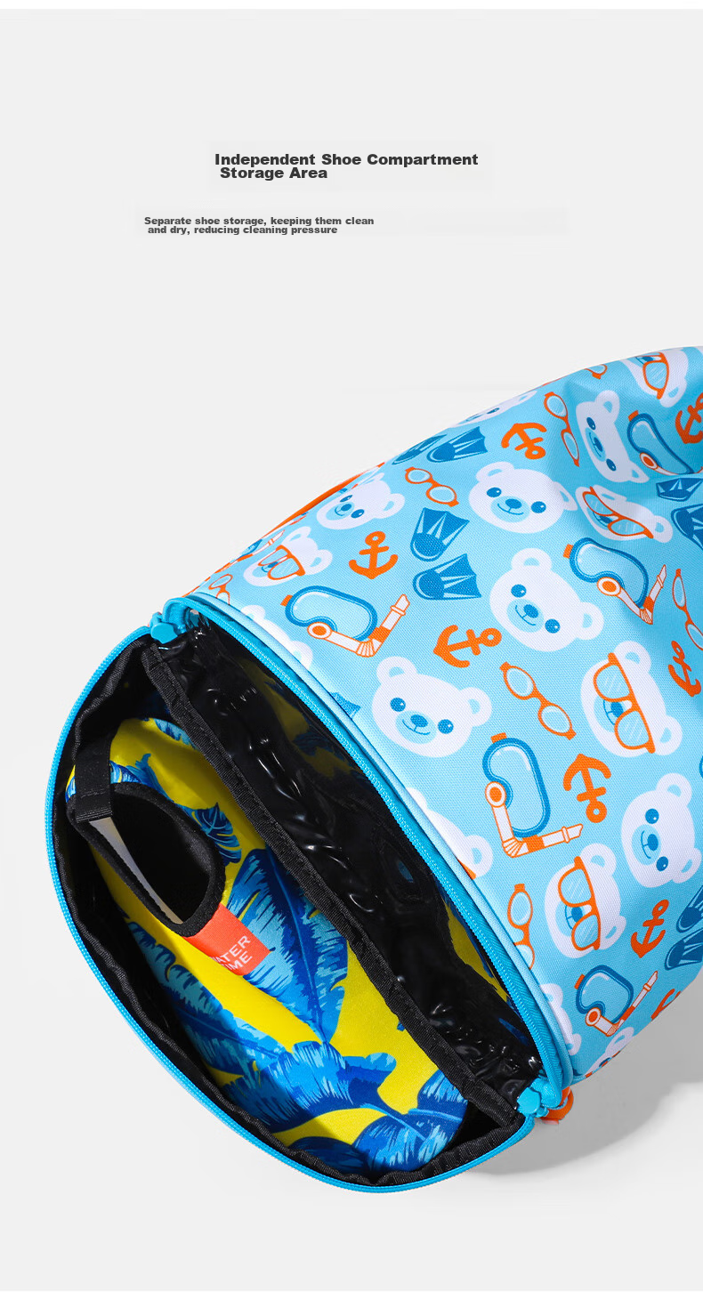 WATERTIME / Shuichuan Children's Swim Bag, Portable Backpack Storage for Swimming Gear, Separate Shoe Compartment, Snorkeling Bear Desig 2