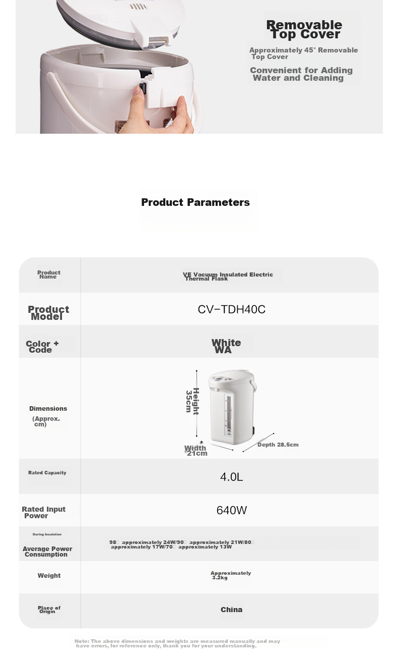 ZO JIRUSHI Electric Kettle, Four Temperature Settings, VE Vacuum Insulation, Energy-Saving And Power-Efficient, for Home And Office Use, Electric Hot Water Pot, 3L, CV-GQH30C (White) 11