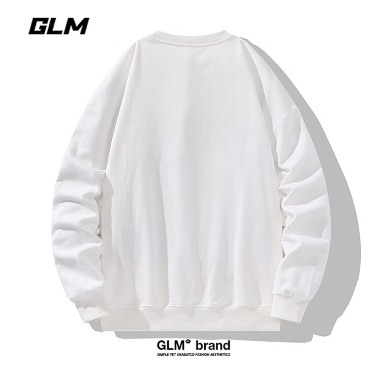 GLM Crew Neck Sweatshirt for Men, Autumn Loose Fit Versatile Sports Simple Pullover Base Layer Casual Jacket Khaki 3XL 4