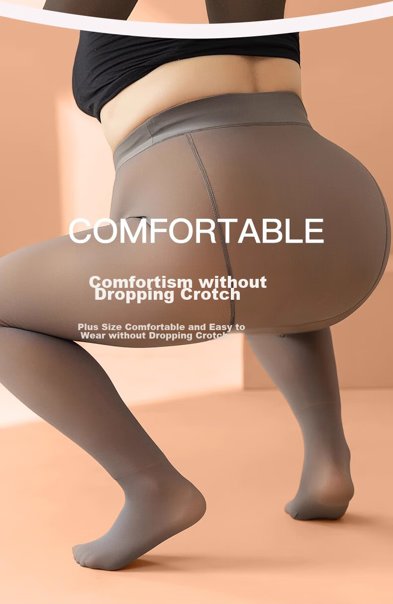 LangSha Women's Plus Size Leggings for Autumn And Winter, Fleece-Lined, Sheer-Looking, Single-Layer Seamless Skin-Tight Pantyhose 7