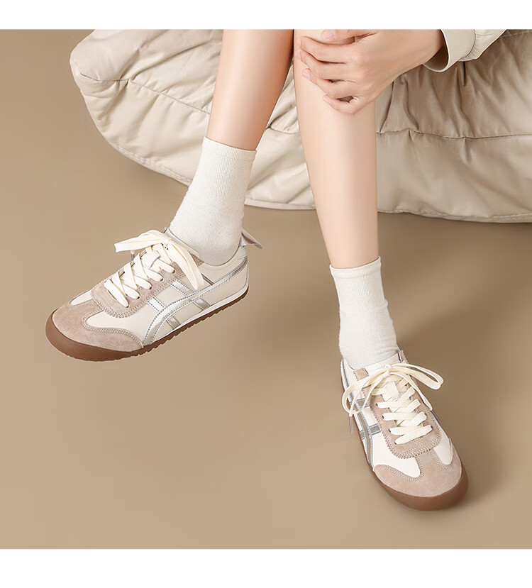 ZHR Ballet Flats for Women, Versatile Lightweight Sports Shoes, Comfortable Flat Casual Shoes, Thin-Soled Genuine Leather Forrest Gump White Sneakers 9